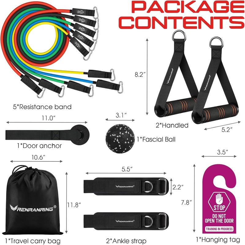 RENRANRING Resistance Bands for Working Out, 150LBS Exercise Bands, Workout Bands, Resistance Bands Set with Handles for Men Women, Legs Ankle Straps for Muscle Training - Image 2